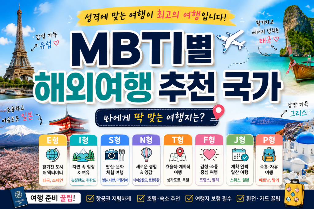 큰돈 들여 간 해외여행, 왜 피곤만 할까? 10년 차 강사가 밝히는 MBTI별 인생 해외여행지 1
