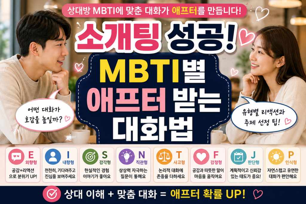 소개팅 애프터 성공률 높이는 MBTI 유형별 대화법과 리액션 1 소개팅성공률을높이는mbti유형별대화법