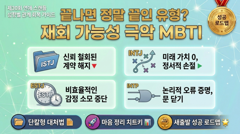 매달릴수록 더 멀어진다: 재회 가능성 0%인 MBTI 유형의 이별 후 심리와 완벽한 마음 정리법 8