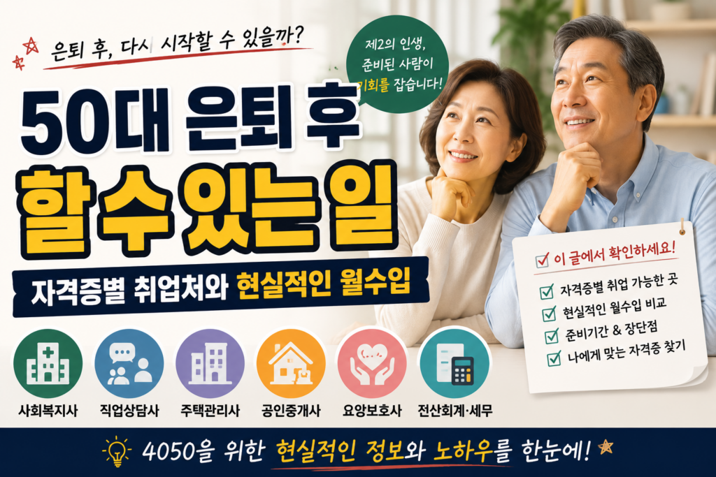 50대 은퇴 후 할 수 있는 일 7가지|자격증별 취업처와 현실적인 월수입 1