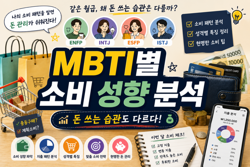 J형은 적금, P형은 탕진? MBTI 4대 축으로 보는 현실적인 소비 성향 분석 & 자산 관리법" 1