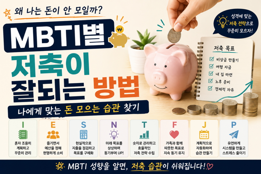 MBTI별 저축 습관, 나는 왜 돈이 안 모일까? 유형별 맞춤 저축법 1 mbti별 저축이잘되는법